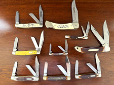 Vintage Schrade USA Pocket Knife Lot of 9 Scrimshaw Stockman Folding Knives picture