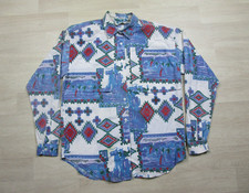 Vintage Southwest Canyon Shirt (L) Western Aztec Rodeo Cowboy 90s Colorful Pads picture
