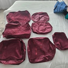 BAGAIL 7 Piece Packing Cube Set Burgundy Travel Luggage Organizers Mesh Zip Bags picture