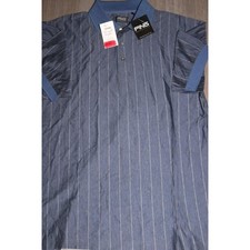 Vintage Ping Collection Mens Blue Pinstripe Mercerized Cotton Polo Shirt Large picture