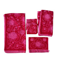 Vintage 70s Style House Montgomery Ward Pink & Red Floral Towel SET picture