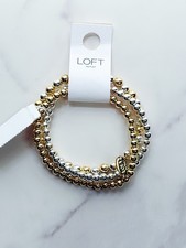 LOFT Outlet NWT Gold & Silver Beaded Stretch Bracelet Stack Mixed Metal picture