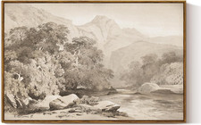 Neutral Vintage Landscape Canvas Art - 24x36 Inch Minimalist Decor picture