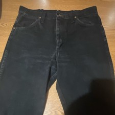 Wrangler Cowboy Cut Men’s Black Dark Wash Straight Jeans Regular Fit Mid Rise picture