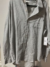 NWT Hurley Men's Portland Stripe Long Sleeve Button-Up Shirt - Gray/White - Sz L picture