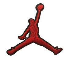 AIR JORDAN - JUMP MAN - NBA - RED/BLACK - Embroidered Iron On Patch picture