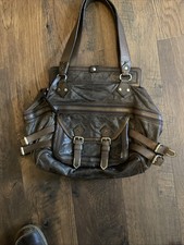 L.A.M.B. BY GWEN STEFANI BROWN LEATHER SATCHEL LUXURY DESIGNER HANDBAG VTG picture