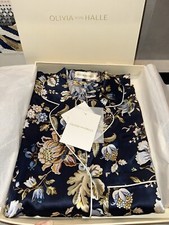 Olivia von Halle Poppy Odile Silk Nightshirt navy floral XS PJ Extra Small picture