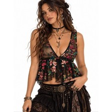 Ecote Sheer Embroidered Floral Babydoll Top S Whimsigoth Festival Indie Sleaze picture