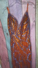Jovani Size 10 Orange And Lavender Full Length Sequin Prom Dress picture
