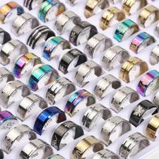 100pcs Women Men Stainless Steel Finger Ring Punk Rings Mixed Jewelry Wholesale picture