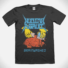 Camiseta Nuclear Assault Brainwashed Trash Metal Band Rare T-shirt 80s EN330 picture
