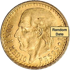 Mexico Gold 2 1/2 Peso .0603 oz - XF/AU - Random Date picture