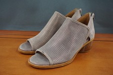 Sofft Carleigh Shoes Womens 8 Gray Leather Perforate Peep Toe Bootie Sandals Zip picture