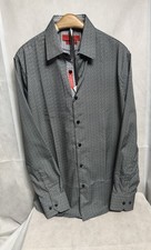 New American Breed Smart Shirt Mens M Black Geometric Stretch Button Up LS picture