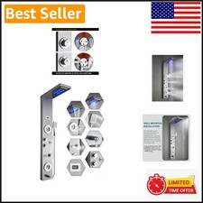 Luxury Stainless Steel Shower Panel with LED Rainfall & 6 Functions - Brushed... picture