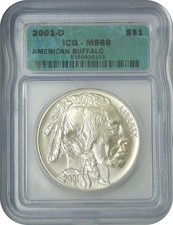 2001 D American Buffalo $1 ICG MS69 Gem Brilliant Uncirculated picture