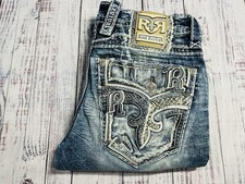 NEW Men’s Rock Revival Jeans Sz 32 Erastus Straight Distressed 2116 picture