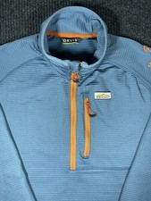 Orvis Trout Bum Pullover Size M Blue Grid Thermal 1/4 Zip Fleece picture