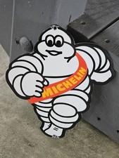VINTAGE MICHELIN MAN TIRES PORCELAIN ADVERTISING DOOR SIGN WHEELS TIRE 9