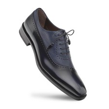 Mezlan Postdam Blue European Cordovan Calfskin & Soft Deerskin Men's Oxford picture