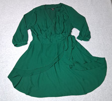Torrid Chiffon Surplice Ruffled Wrap Blouse Womens 00 Emerald Jewel Tone Flowy picture