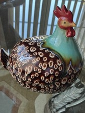 Rooster Hen 10”H 9”L 7”W Ceramic Sitting Statue Figurine Farm Rustic Decor EUC picture