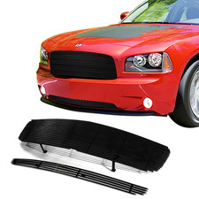 Fits 2005-2010 Dodge Charger Aluminum Black Billet Grille Grill Insert Combo picture
