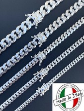 Real Miami Cuban Link Chain Or Bracelet Solid 925 Sterling Silver Box Lock ITALY picture