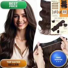 TESSHAIR Invisible Wavy Wire Hair Extensions Real Human Hair Adjustable Fish picture