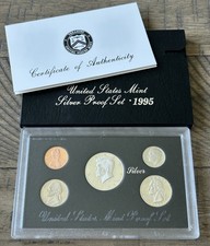 1995-S US Mint Silver Proof Set OGP COA 90% Key Date Low Mintage Cameo Untoned picture