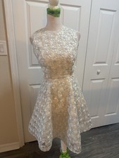 ALEXIS Ivory Floral Embroidered Lace Cutout Fit & Flare Dress NWT picture
