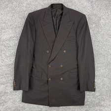 Brioni Flaminio Blazer Men’s 42 Brown Plaid Double Breasted Peak Lapel Wool picture
