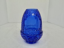 Vintage Fenton Glass Mold 2 Pc Cobalt Glass Basket Weave Fairy Lamp Stunning picture
