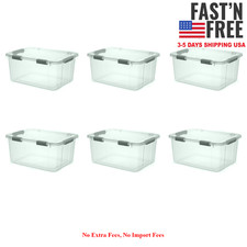 Sterilite 60 Qt HingeLID Clear Storage Bin, Latch Lid and Comfort Grip, 6 Pack picture