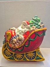 Waterford Holiday Heirloom Santa Sleigh Ride Centerpiece Glass Large WITH BOX picture