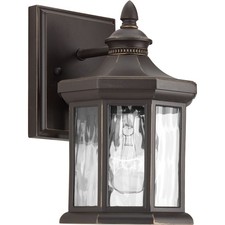 Progress Lighting 1-Light Outdoor Wall Lantern Antique Bronze Water Glass picture