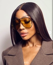 Linda Farrow MW266 Oversized Shield Yellow Sunglasses 134‑0‑140 picture