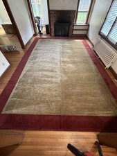 18' x 12' Handmade Nepal Wool Area Rug - Burgundy/Beige - 100% Wool picture