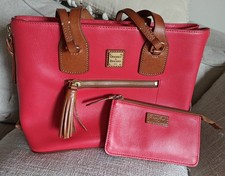 Dooney & Bourke Morgan Satchel , Geranium/ Fuchsia, With Matching Slim Wallet  picture