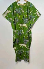 Indian Vintage 100% Cotton Long Beach Maxi Kaftan Dress One Size Caftan Kimono picture