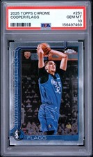 PSA 10 2025 Topps Chrome Cooper Flagg Rookie #251 RC GEM MINT Mavs 🔥💎 picture