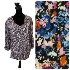 J. Jill Ditsy Floral Print 3/4 Sleeve Blouse Women's XL Cottage Crochet Casual picture