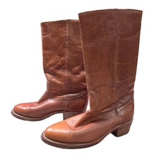Vintage Frye Campus Boots Mens 9.5 D Brown Leather Made USA 2595 Western Cowboy picture