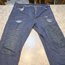 Vintage 60s/70s Distressed Carpenter Double Knee Denim Jeans Vintage Repairs. picture