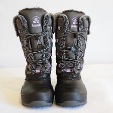 Kamik Star Kids Winter Snow Boots Size 3 Black&Purple Faux Fur Waterproof  picture