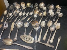 Silverplate Flatware lot of 48 mixed serving 1847 Rogers Tudor Alvin Paragon + picture