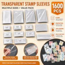 1600Pcs Clear Stamp Bags 16 Size OPP Sleeves Philatelic Collecting Album Storage picture