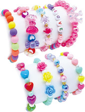 9 PCS Cute Kids Bracelets for Girls Pink LOVE Beaded Bracelets Little Girls Cost picture