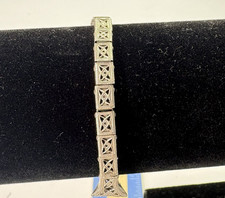 Vintage S&C ANITA 12k 1-10 White Gold Filled Ladies Filigree Expansion Band 4.5” picture